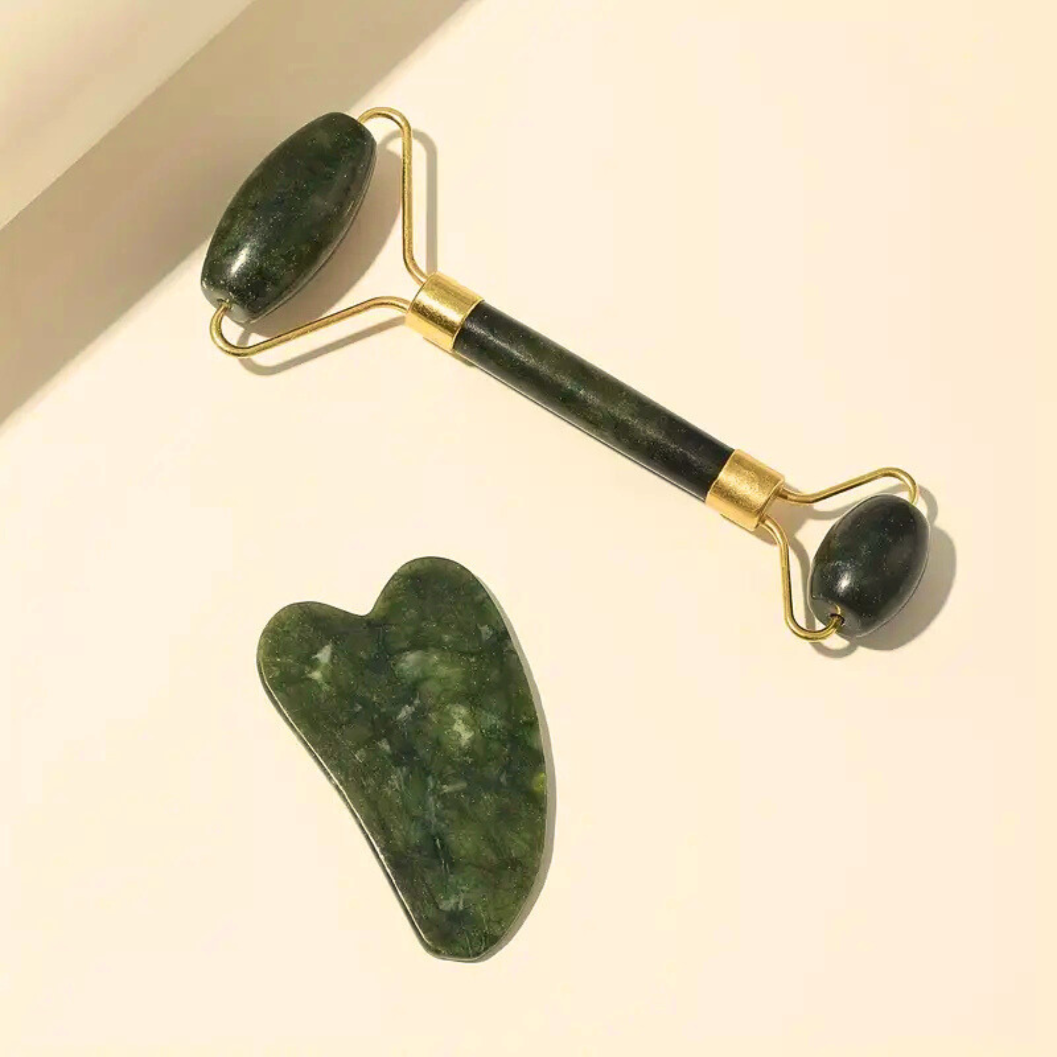 Jade Stone Roller & Gua Sha Stone Bundle